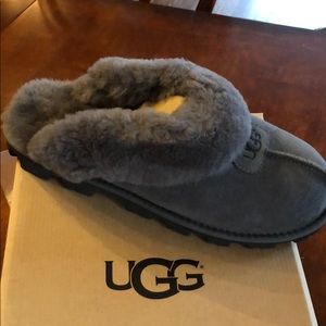 UGG grey slippers, size 10
